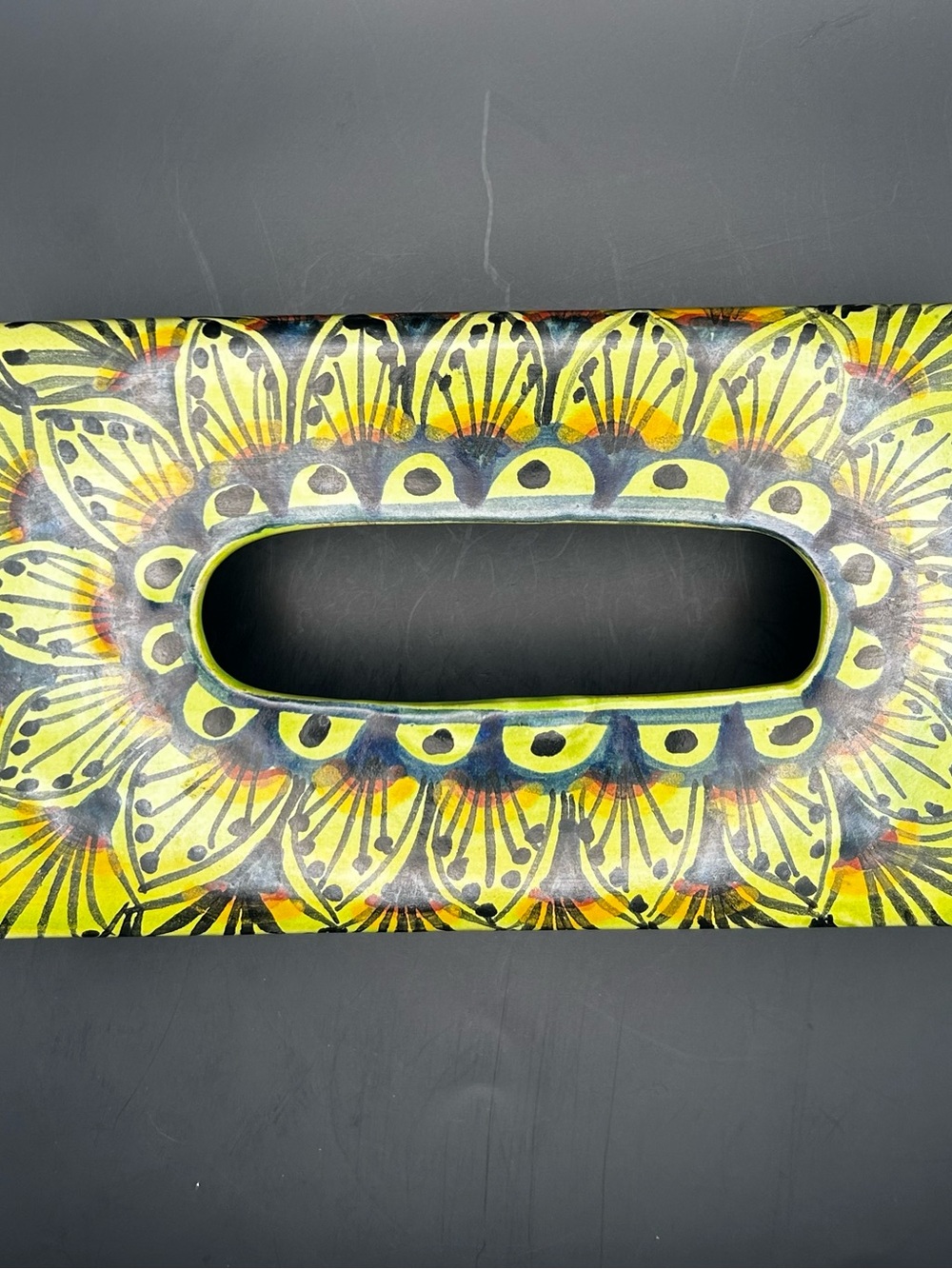 Yellow-Lime Talavera Hand painted Tissue Box Cover